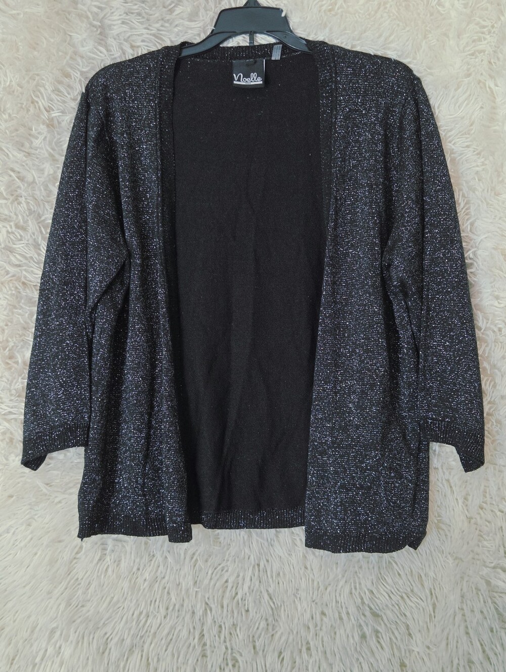 Noelle Black Metallic Open-Front Cardigan Size L/XL